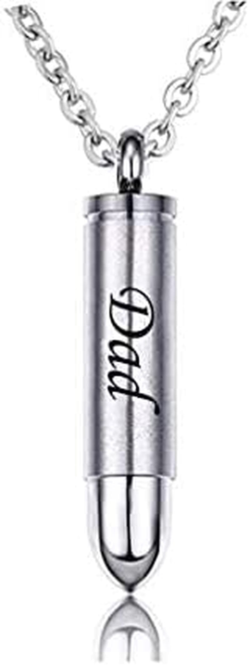 MEMORIALU Celtic Cross Bullet Urn Necklaces for Ashes Cremation Jewelry Keepsake Memorial Pendant Dad-Stainless Steel