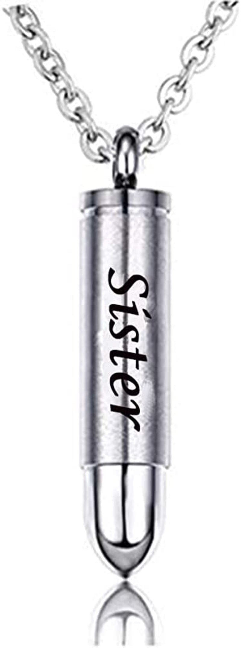 MEMORIALU Celtic Cross Bullet Urn Necklaces for Ashes Cremation Jewelry Keepsake Memorial Pendant Sister-Stainless Steel