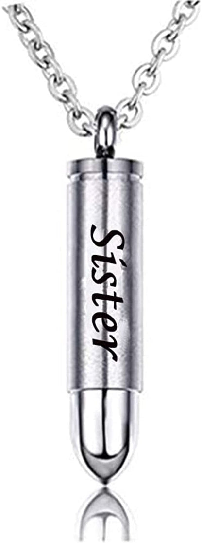 MEMORIALU Celtic Cross Bullet Urn Necklaces for Ashes Cremation Jewelry Keepsake Memorial Pendant Sister-Stainless Steel