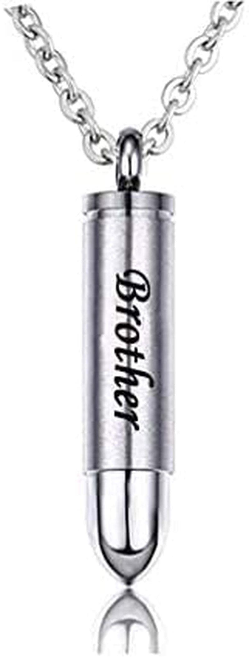 MEMORIALU Celtic Cross Bullet Urn Necklaces for Ashes Cremation Jewelry Keepsake Memorial Pendant Brother-Stainless Steel