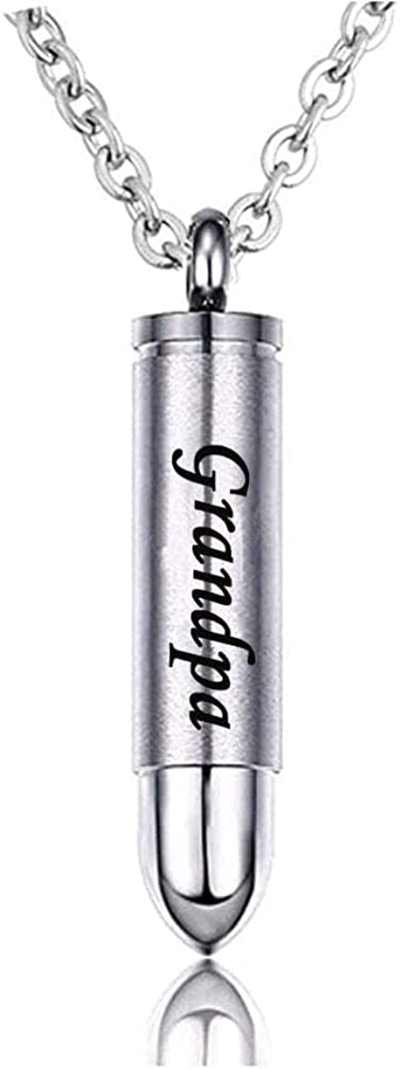 MEMORIALU Celtic Cross Bullet Urn Necklaces for Ashes Cremation Jewelry Keepsake Memorial Pendant Grandpa-Stainless Steel