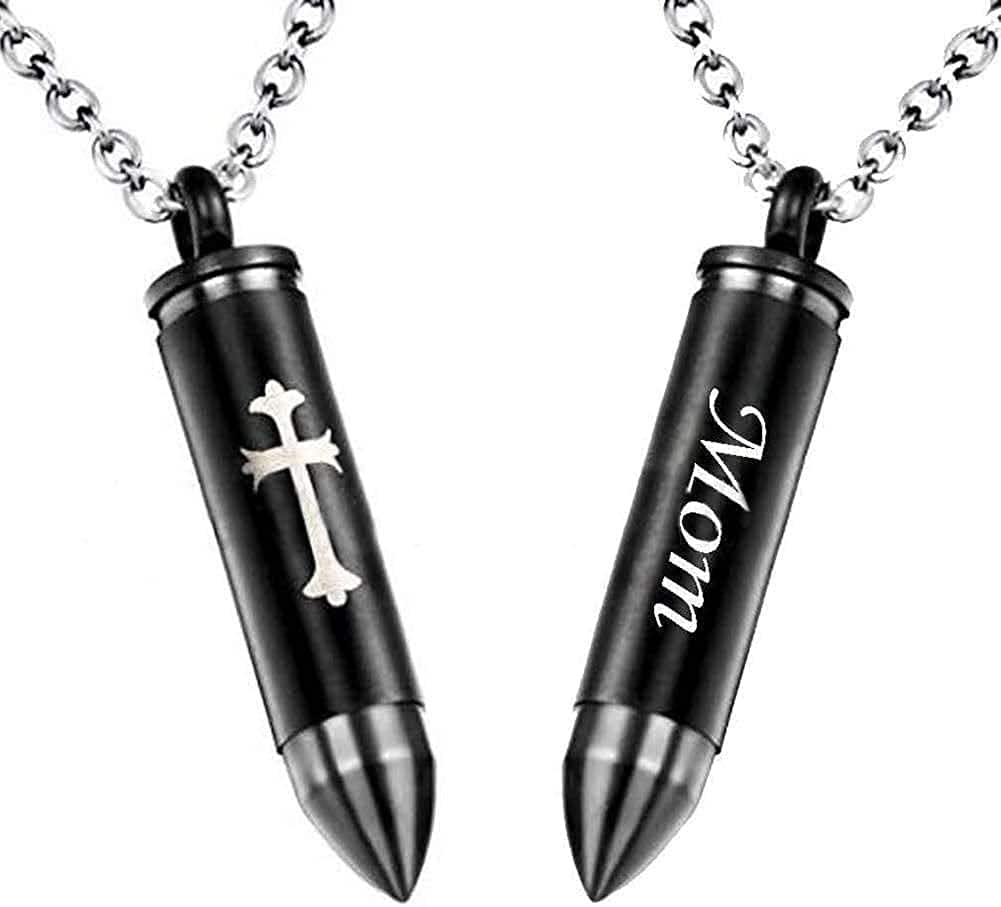 MEMORIALU Celtic Cross Bullet Urn Necklaces for Ashes Cremation Jewelry Keepsake Memorial Pendant Mom