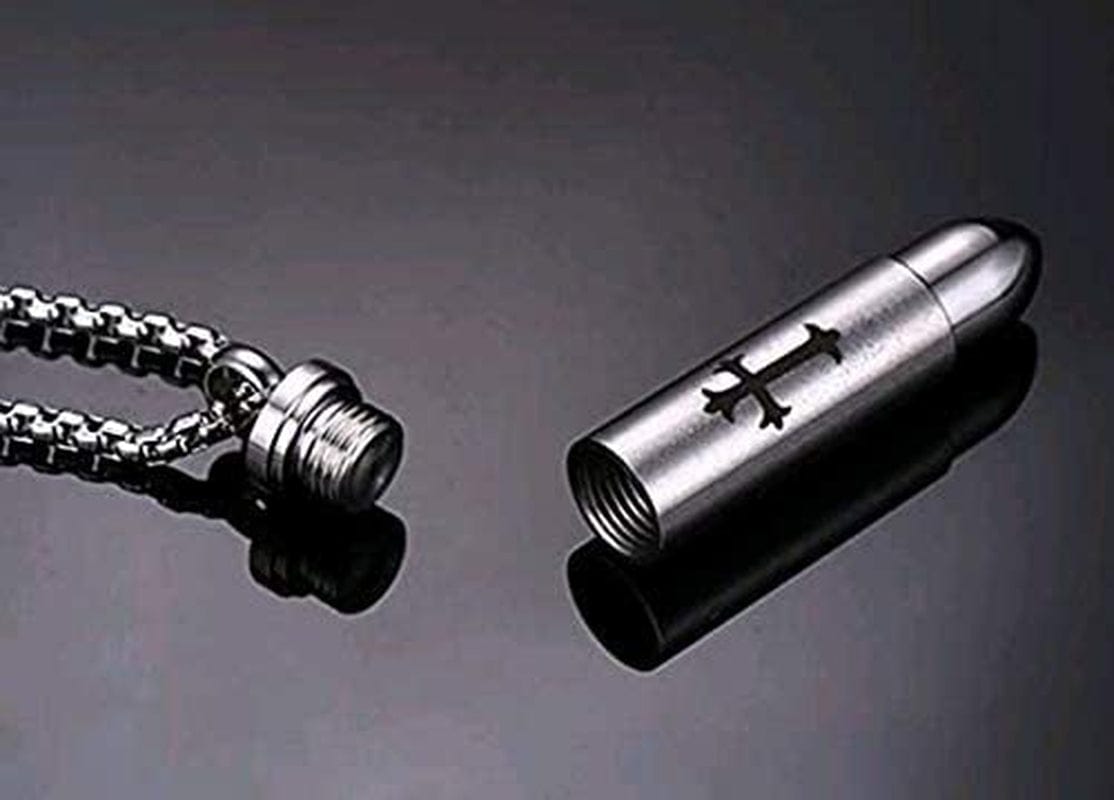 MEMORIALU Celtic Cross Bullet Urn Necklaces for Ashes Cremation Jewelry Keepsake Memorial Pendant