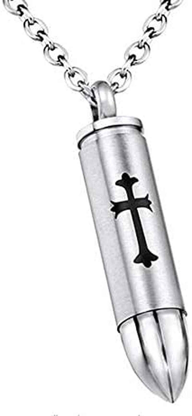MEMORIALU Celtic Cross Bullet Urn Necklaces for Ashes Cremation Jewelry Keepsake Memorial Pendant