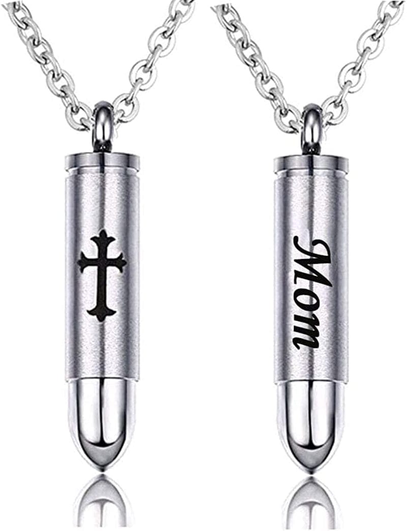 MEMORIALU Celtic Cross Bullet Urn Necklaces for Ashes Cremation Jewelry Keepsake Memorial Pendant