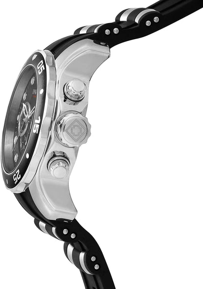 Men'S 6977 Pro Diver Collection Stainless Steel Watch, Blue Dial Black Polyurethane Watch