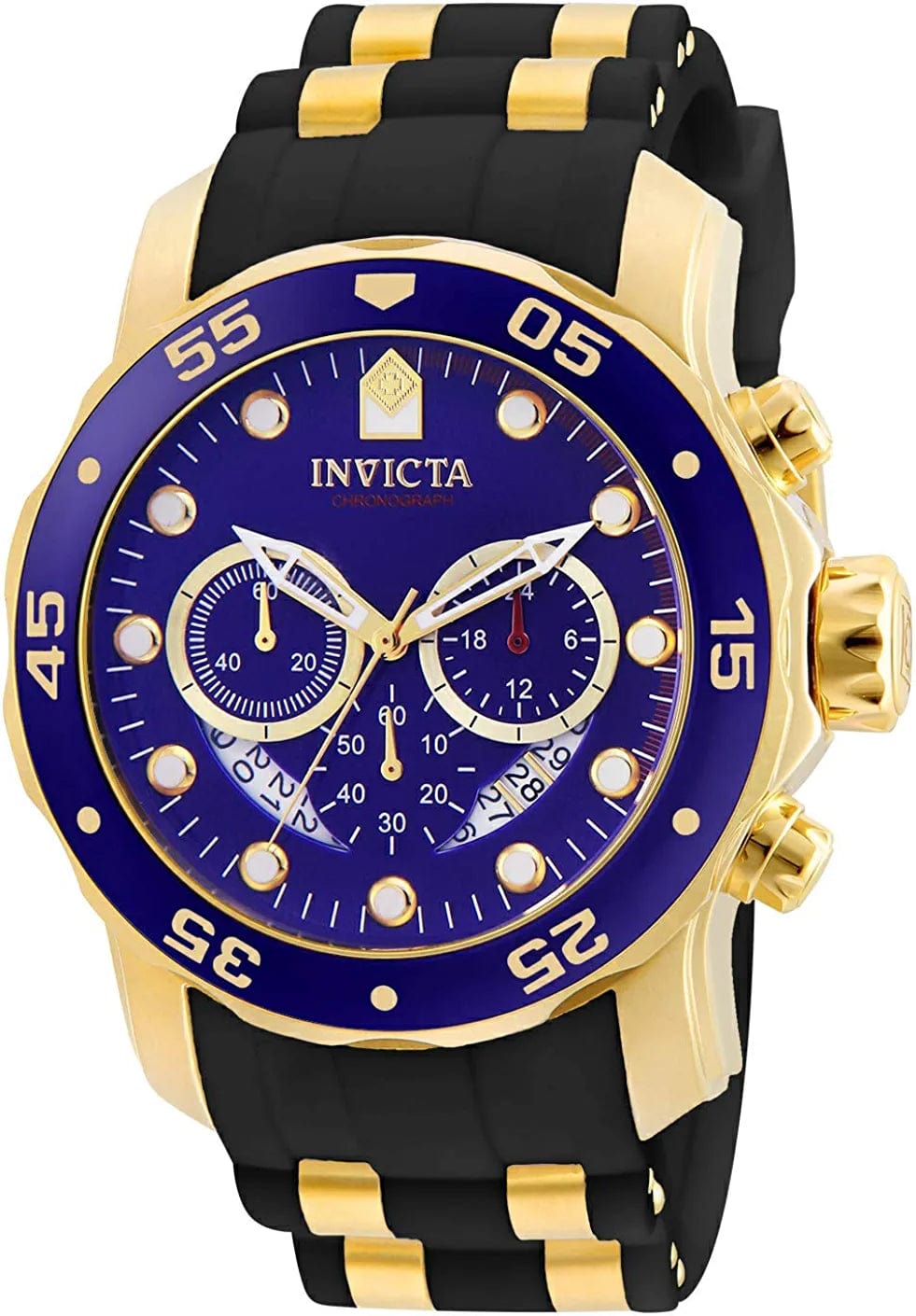 Men'S 6983 Pro Diver Collection Chronograph Blue Dial Black Polyurethane Watch