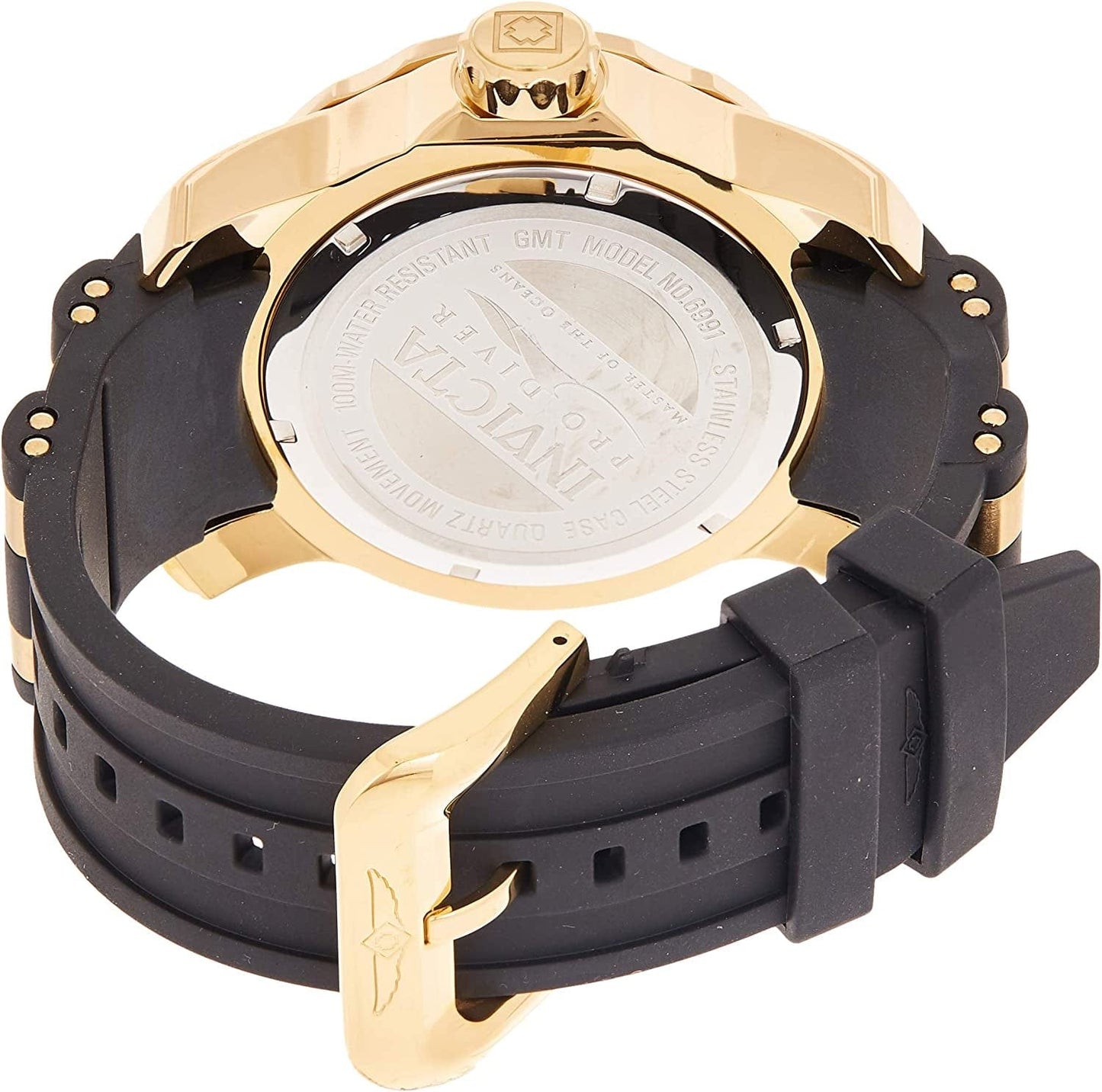 Men'S 6991 Pro Diver Collection GMT Black Dial Black Polyurethane Watch