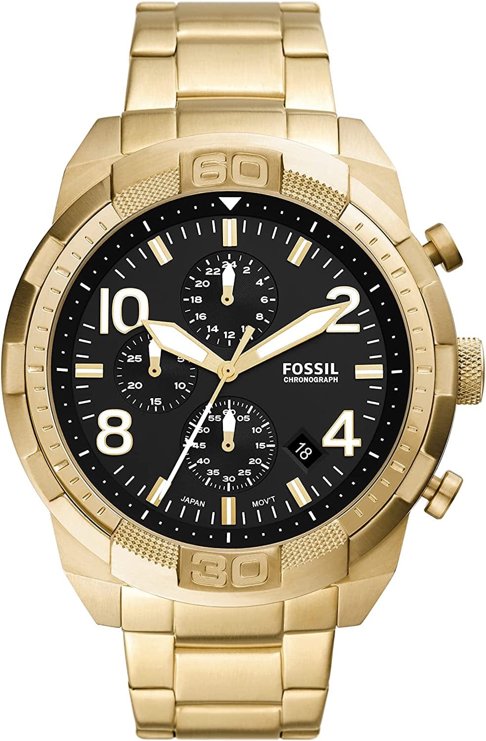 Men'S Bronson Stainless Steel Quartz Dress Chronograph Watch Gold/Black