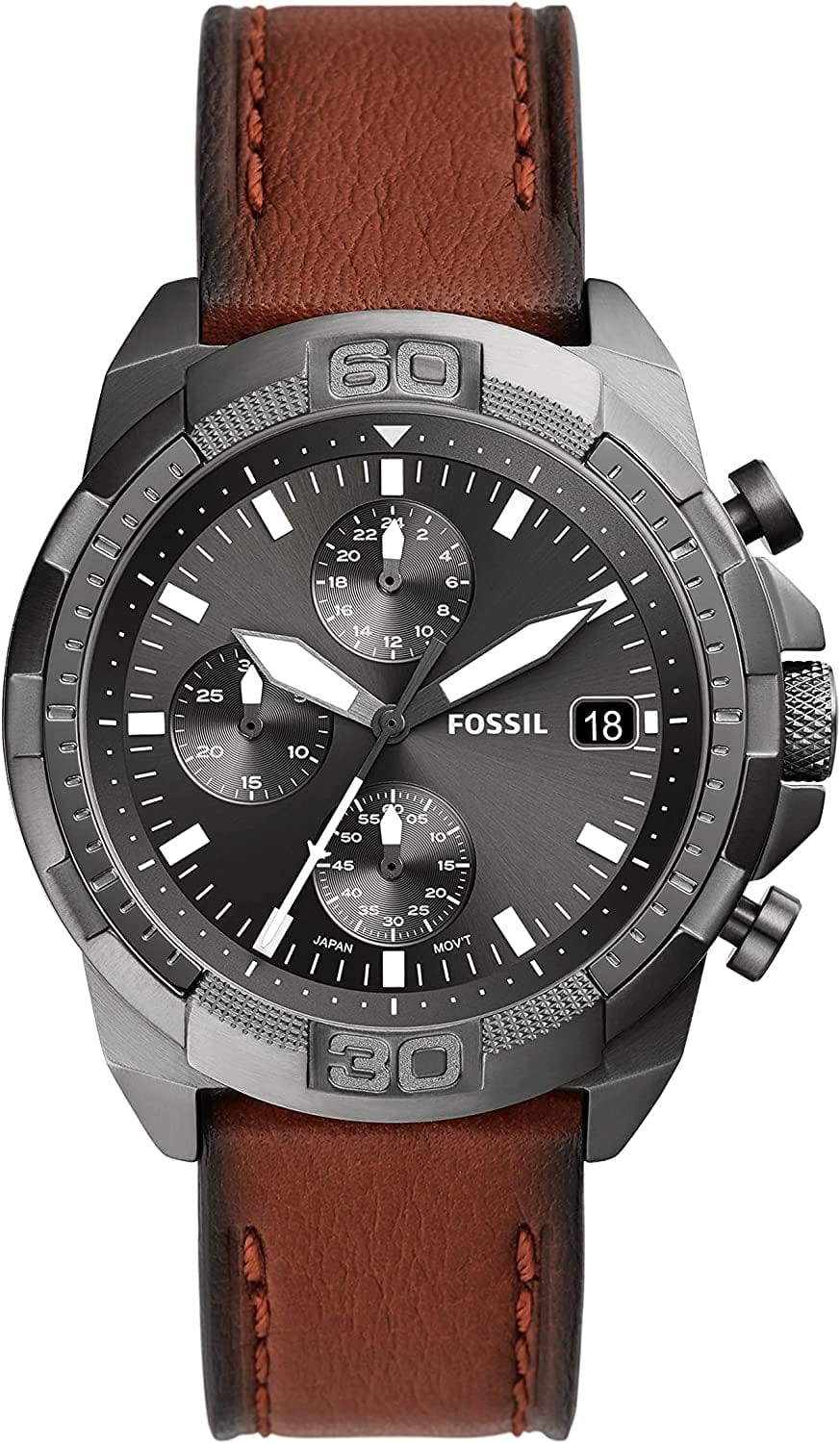 Men'S Bronson Stainless Steel Quartz Dress Chronograph Watch Smoke, Dark Brown