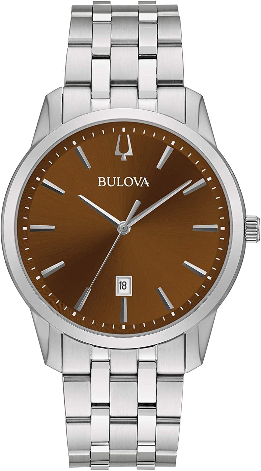 Men'S Classic Quartz Stainless Steel Bracelet Watch Brown Dial