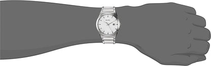 Men'S Classic Stainless Steel 3-Hand Calendar Date Quartz Watch, Silver Tone Dial Style: 96B015