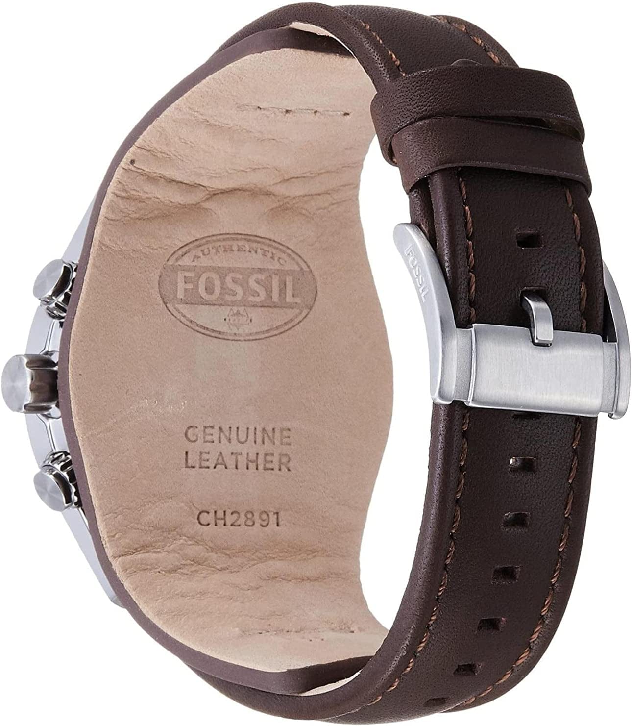 Men'S Coachman Stainless Steel and Leather Casual Cuff Quartz Watch