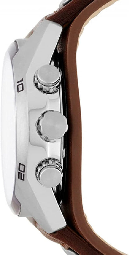 Men'S Coachman Stainless Steel and Leather Casual Cuff Quartz Watch