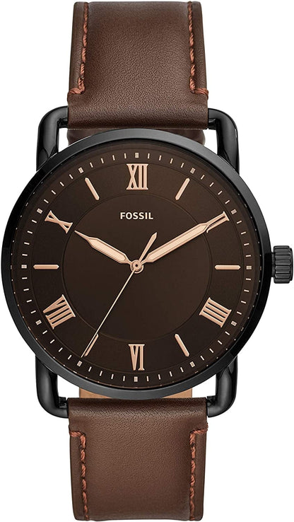 Men'S Copeland Stainless Steel and Leather Casual Quartz Watch Brown/Brown Dial