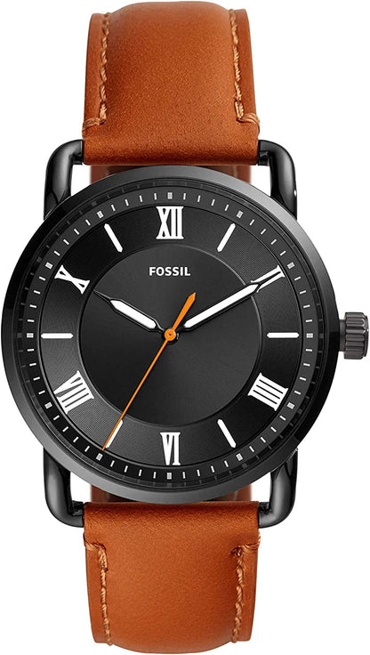 Men'S Copeland Stainless Steel and Leather Casual Quartz Watch Black, Brown