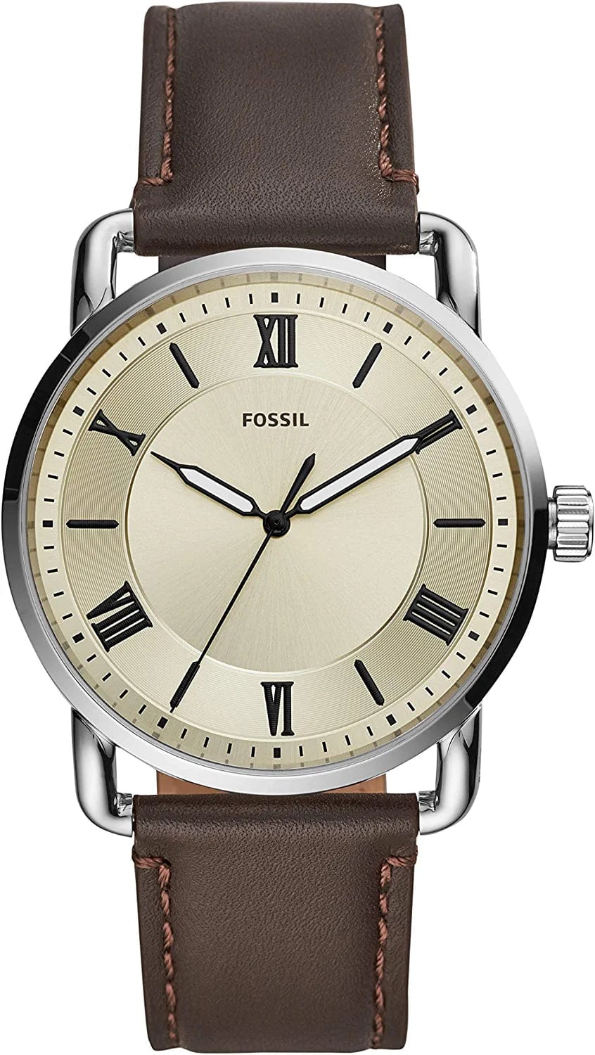 Men'S Copeland Stainless Steel and Leather Casual Quartz Watch Brown
