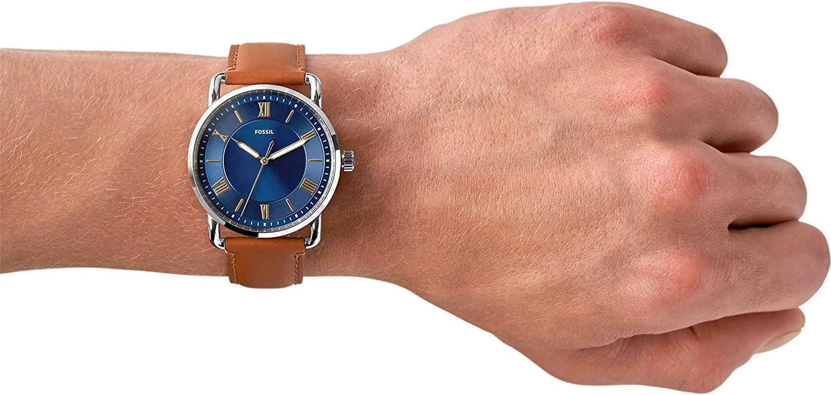 Men'S Copeland Stainless Steel and Leather Casual Quartz Watch