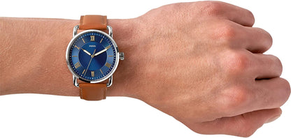 Men'S Copeland Stainless Steel and Leather Casual Quartz Watch