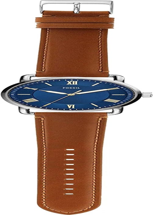 Men'S Copeland Stainless Steel and Leather Casual Quartz Watch
