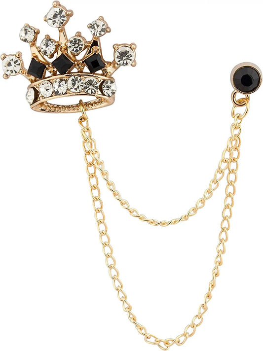 Men'S Crown Chain Brooch for Men GOLD-BLACK