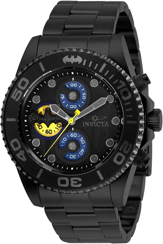 Men'S DC Comics Quartz Watch with Stainless Steel Strap, Black, Silver, Two Tone, 22 (Model: 29061, 29062, 29063, 29064) Black
