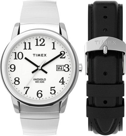 Men'S Easy Reader 35Mm Date Watch Silver-Tone Taper/Black