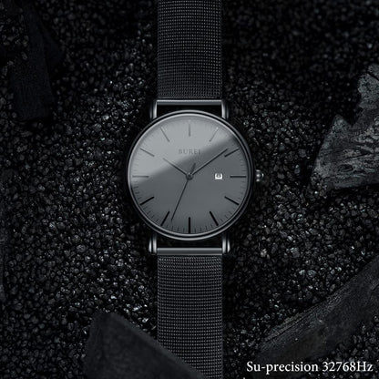 Men'S Fashion Minimalist Wrist Watch Analog Date with Stainless Steel Mesh Band