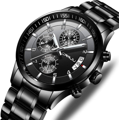 Men'S Fashion Stainless Steel Watches Date Waterproof Chronograph Wristwatches,Stainsteel Steel Band Waterproof Watch
