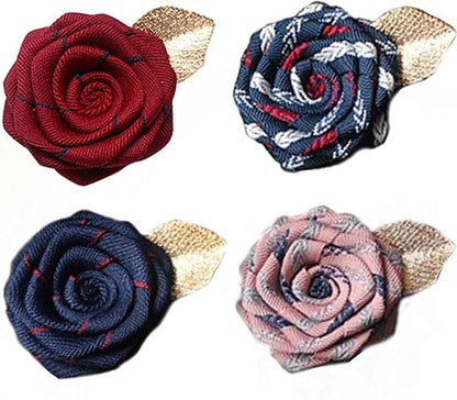 Men'S Handmade Flowers Lapel Pin Flower Boutonniere Set Handmade for Suits Gift A