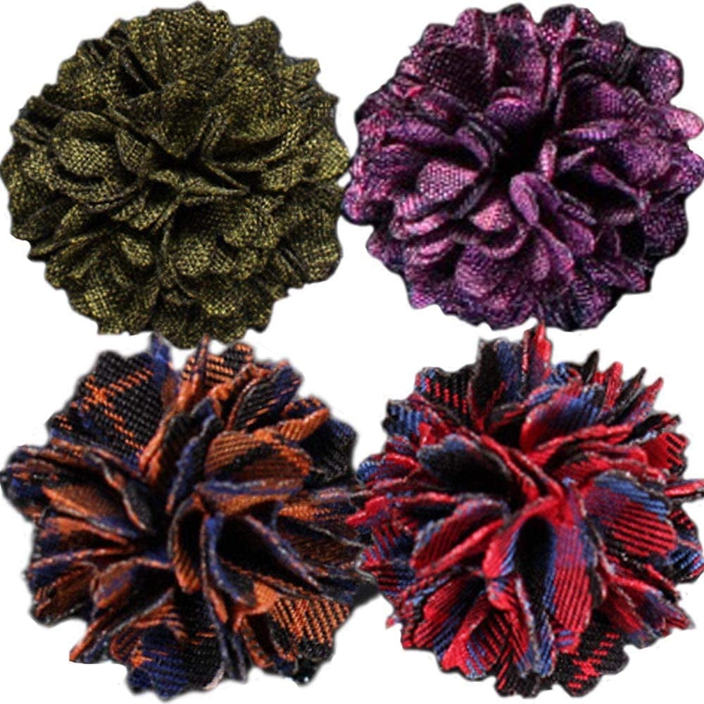 Men'S Handmade Flowers Lapel Pin Flower Boutonniere Set Handmade for Suits Gift C