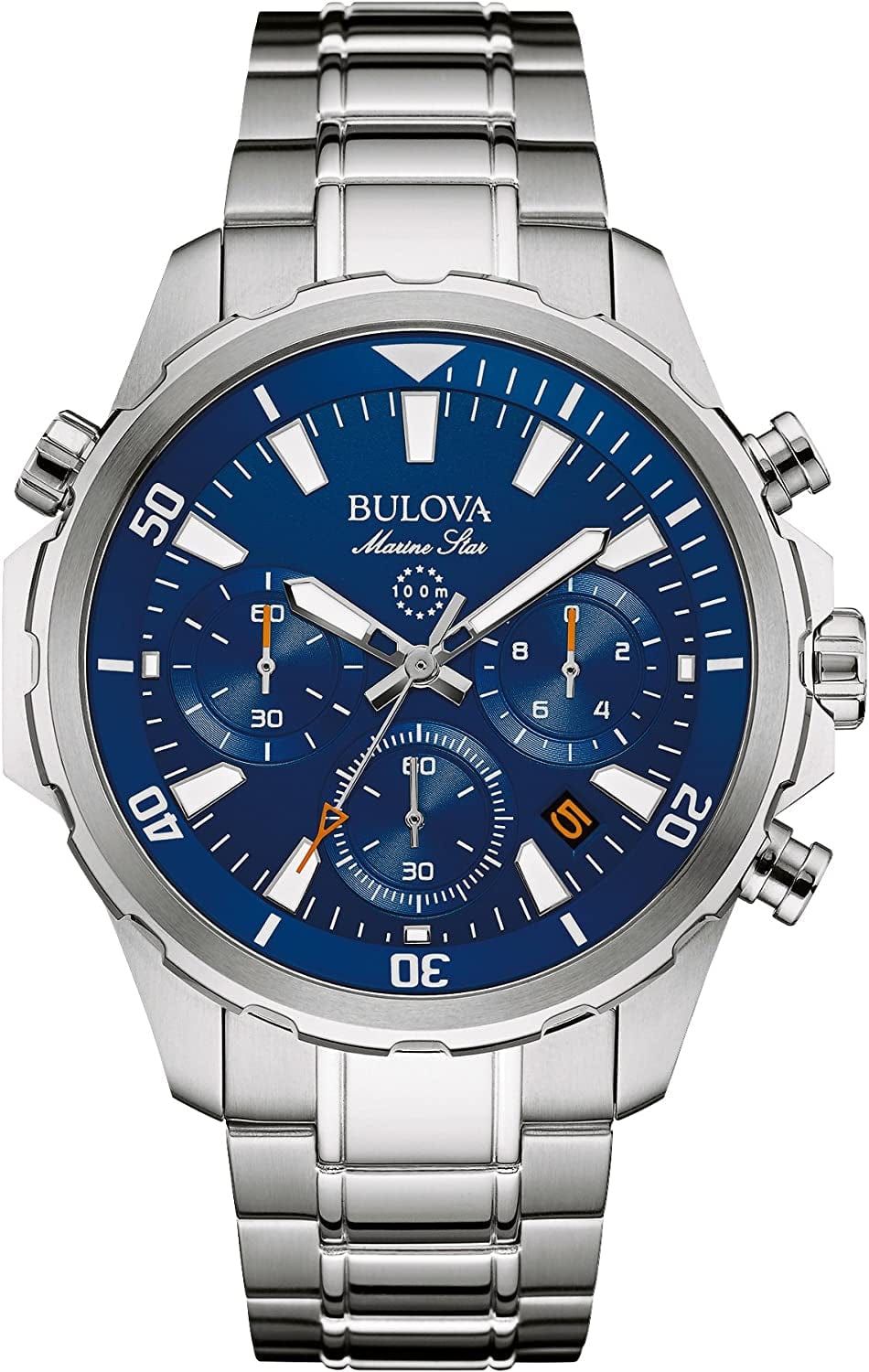 Men'S Marine Star Chronograph Watch, 43Mm Stainless Steel/Blue Dial