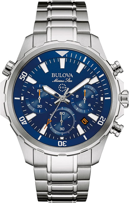 Men'S Marine Star Chronograph Watch, 43Mm Stainless Steel/Blue Dial
