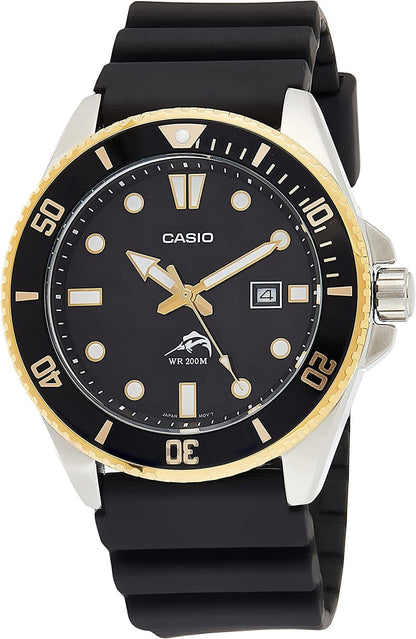 Men'S MDV106-1AV 200 M WR Black Dive Watch (MDV106-1A) Gold