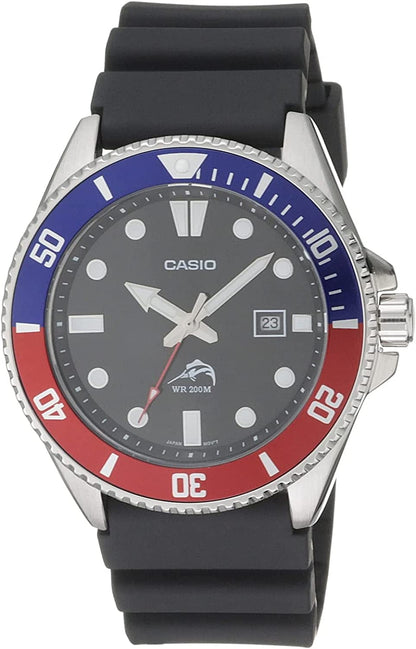 Men'S MDV106-1AV 200 M WR Black Dive Watch (MDV106-1A) Black/Red