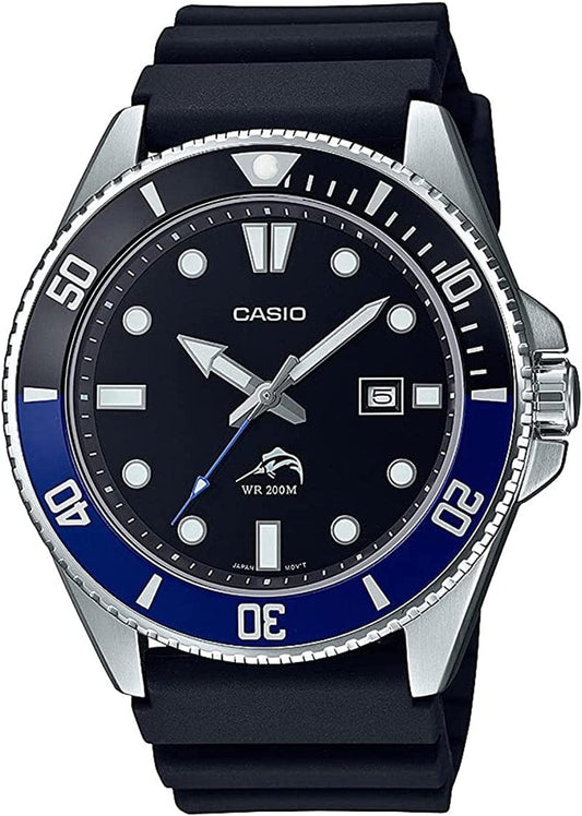 Men'S MDV106-1AV 200 M WR Black Dive Watch (MDV106-1A) Black/Blue