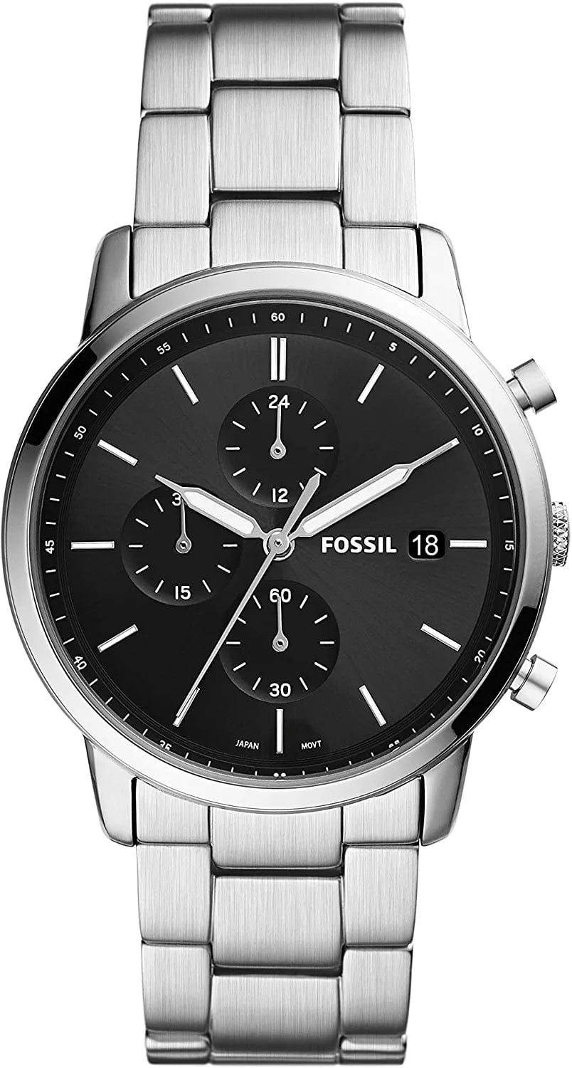 Men'S Minimalist Stainless Steel Slim Casual Quartz Chronograph Watch Silver