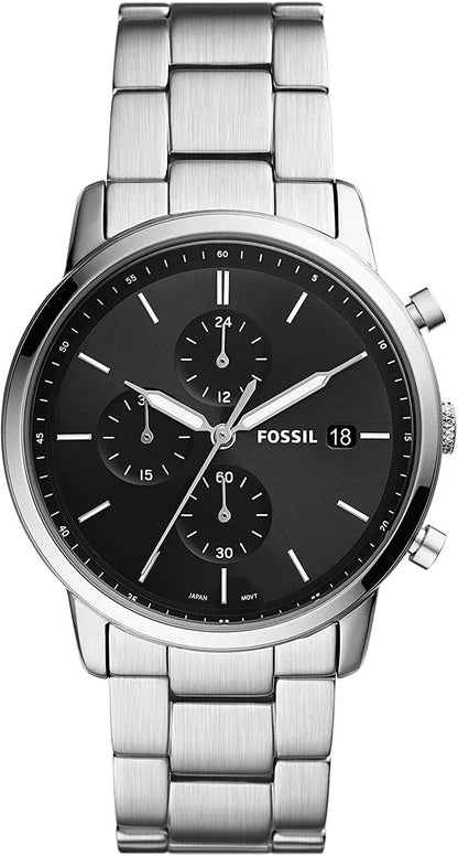 Men'S Minimalist Stainless Steel Slim Casual Quartz Chronograph Watch Silver