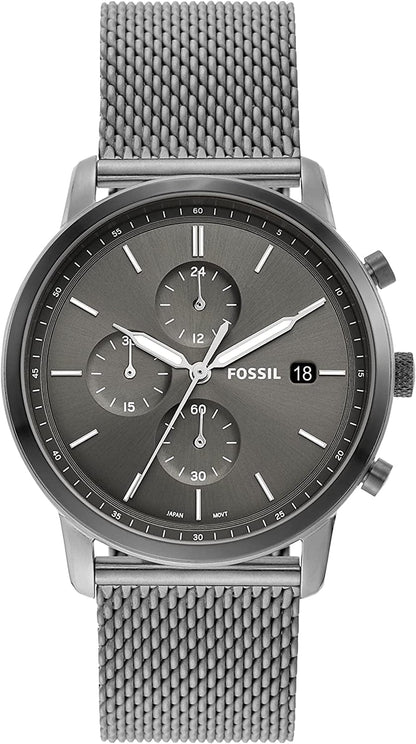 Men'S Minimalist Stainless Steel Slim Casual Quartz Chronograph Watch Silver Mesh