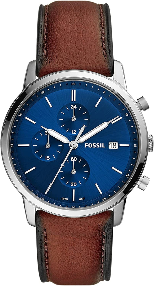 Men'S Minimalist Stainless Steel Slim Casual Quartz Chronograph Watch Silver, Blue