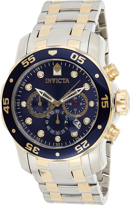Men'S Pro Diver Scuba 48Mm Two Tone Stainless Steel Chronograph Quartz Watch, Tt/Blue (Model: 0077)