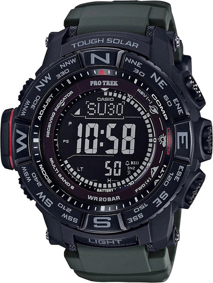 Men'S 'PRO TREK' Tough Solar Powered and Stainless Steel Watch, Color:Green (Model: PRW-3510Y-8CR)