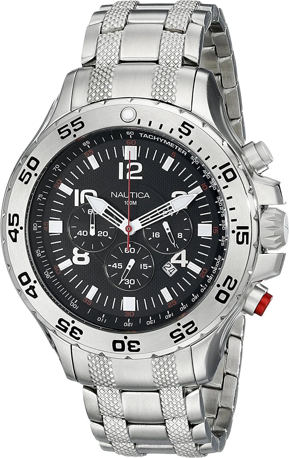 Men'S Quartz Resin Silicone Watch Silver/Black