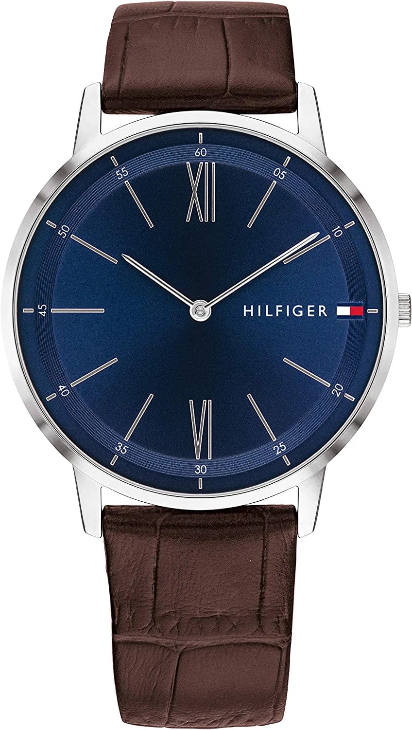 Men'S Quartz Stainless Steel and Leather Strap Dressy Watch, Color: Brown (Model: 1791514)