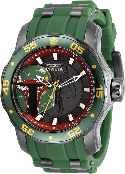 Men'S Stainless Steel Quartz Watch with Silicone Strap, Green, 26 (Model: 32517)