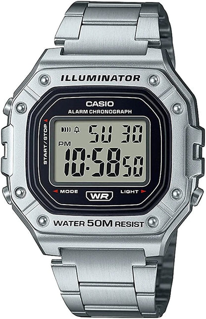 Men'S W-218H-1AVCF Classic Digital Display Quartz Black Watch Silver