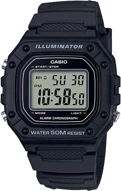 Men'S W-218H-1AVCF Classic Digital Display Quartz Black Watch Black