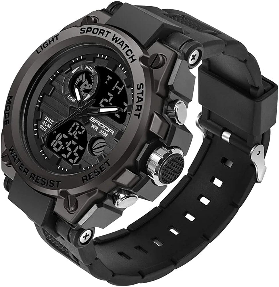 Men'S Watches Sports Outdoor Waterproof Military Watch Date Multi Function Tactics LED Alarm Stopwatch 26_Black