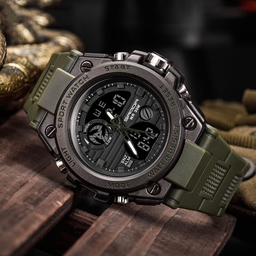 Men'S Watches Sports Outdoor Waterproof Military Watch Date Multi Function Tactics LED Alarm Stopwatch