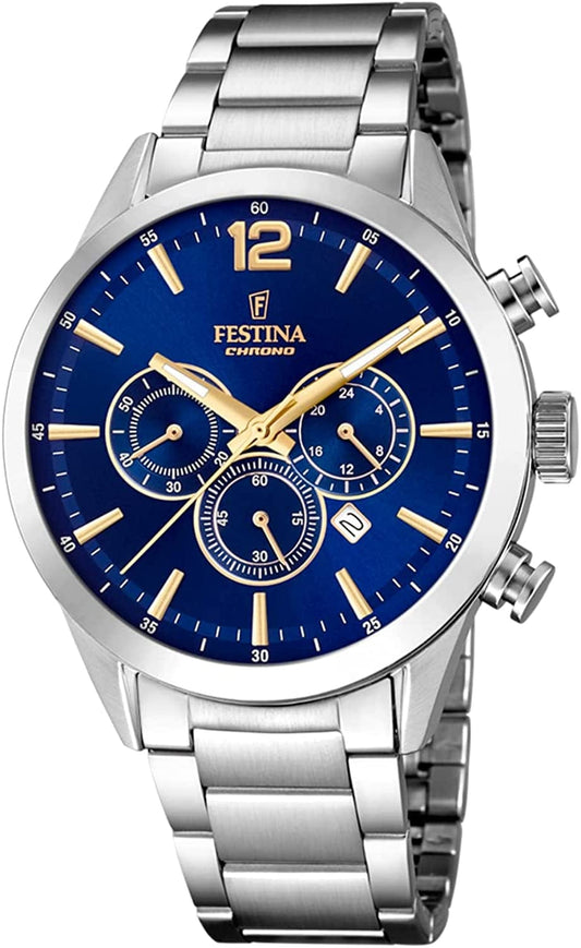 Mens Chronograph Quartz Watch with Stainless Steel Strap F20343/2
